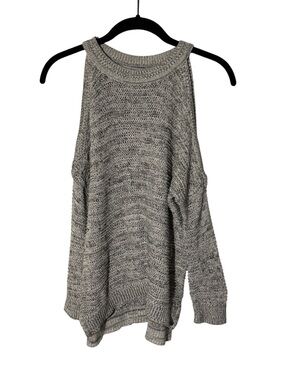 Express Cold Shoulder Gray Knit Top Size XS